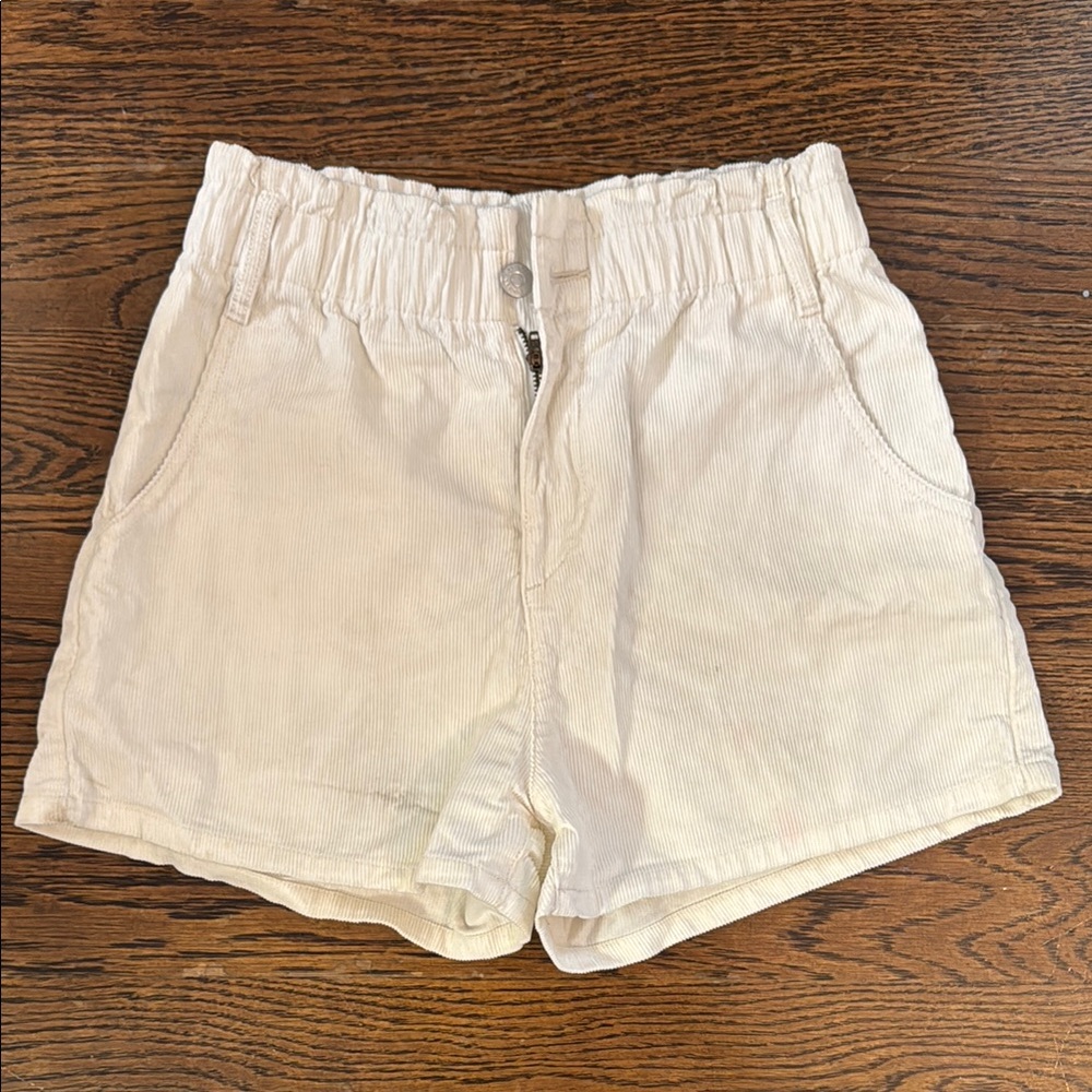 Women's Cream Corduroy Shorts